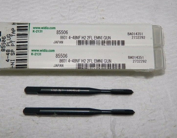 Widia Spiral Point Taps #4-48 UNF 2F H2 Nitride/Oxide HSS QTY 2 85506