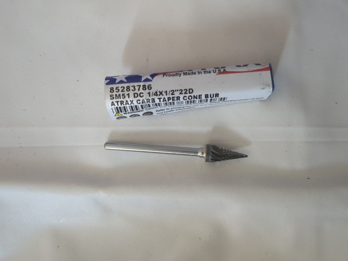 atrax Abrasive Bur: SM-51, 1/4" Cut Dia, Cone W/ Point End Double CutSM-51DC-ATX