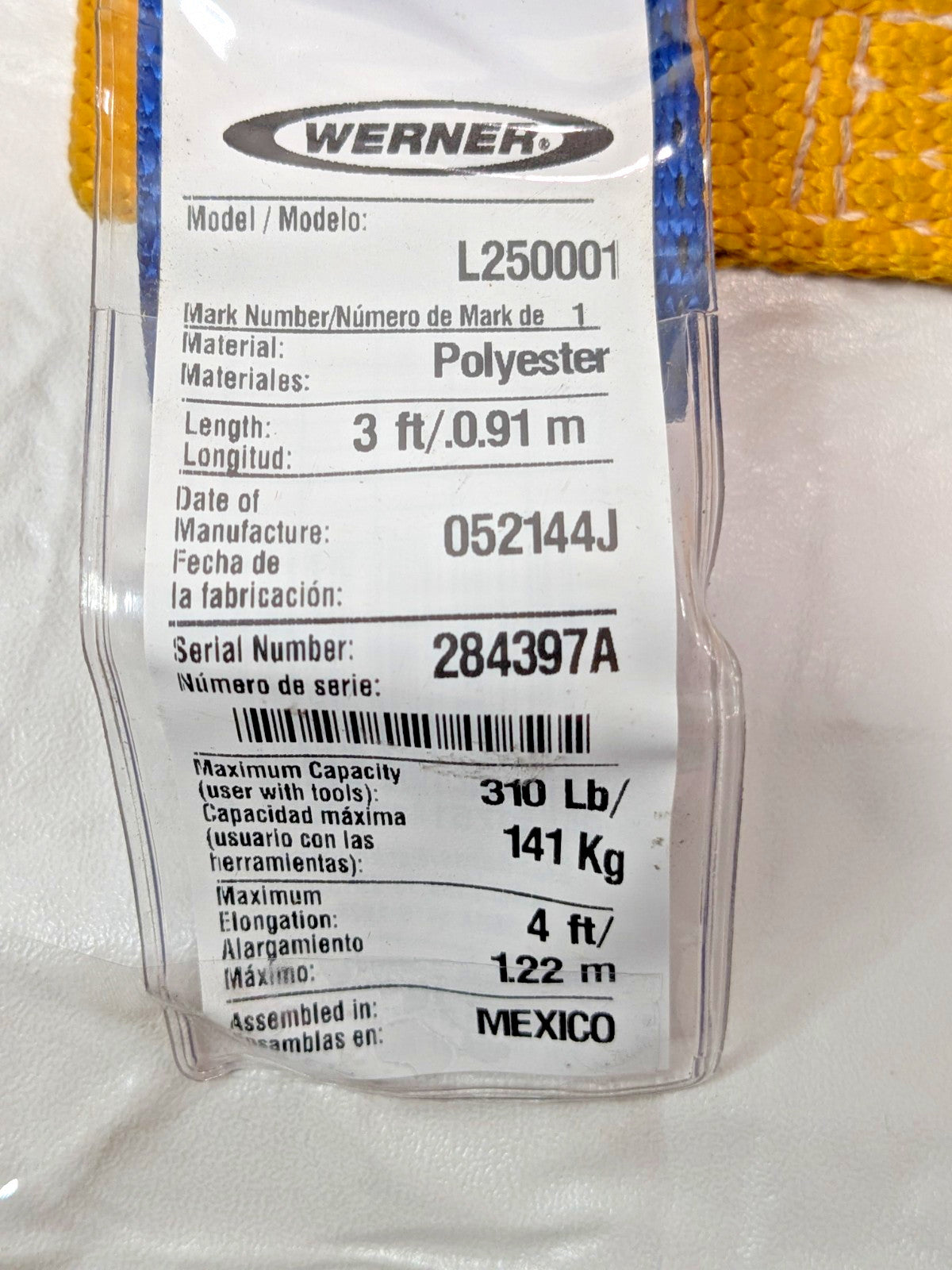 Werner Steel Trailing Rope Grab w/3 Ft Shock Absorbing Lanyard L250001