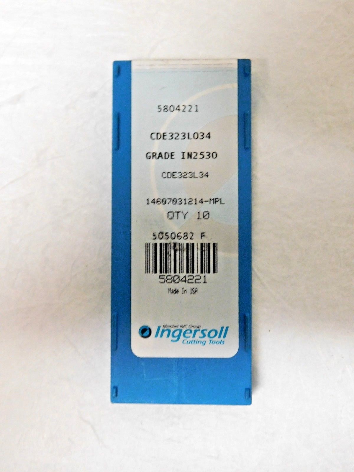 Ingersoll Cutting Tools Carbide Milling Inserts CDE323L034 IN2530 Qty 10 5804221