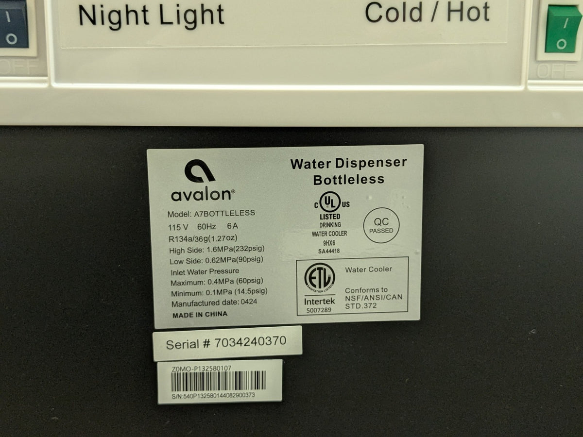 Avalon A7 Bottleless Self-Cleaning Water Cooler Dispenser 115v White Finish