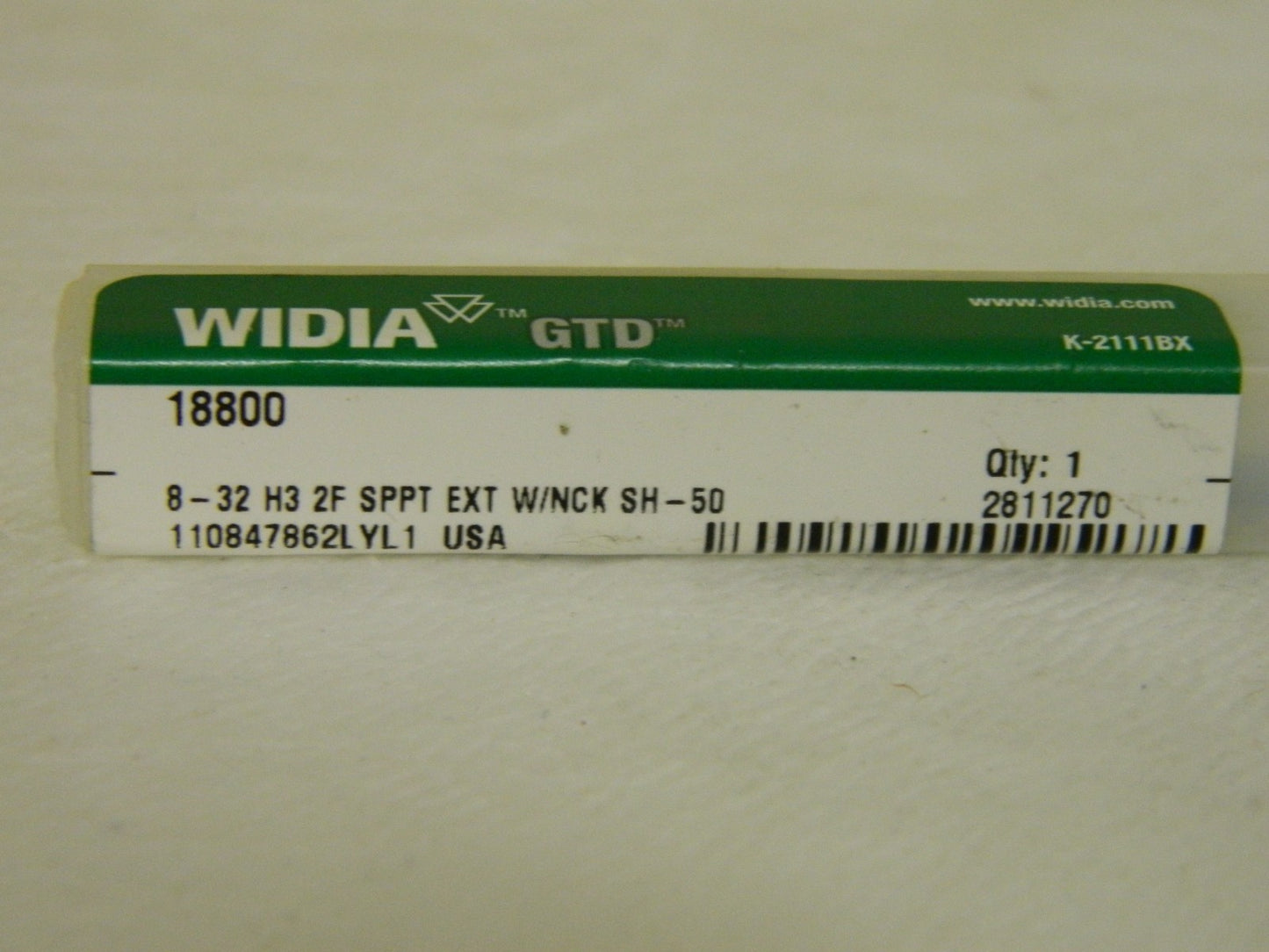 Widia GTD Spiral Point Tap #8-32 UNC 2 Flute H3 HSS 18800 QTY 2 2811270
