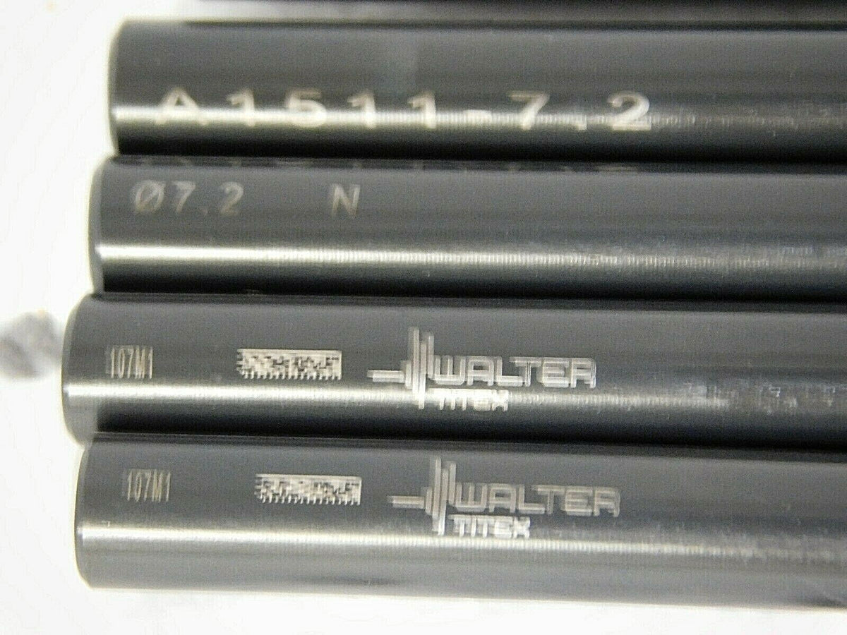 Walter-Titex 7.2mm 118° Point Spiral Flute Taper Length Drill Bit QTY 5 5061700