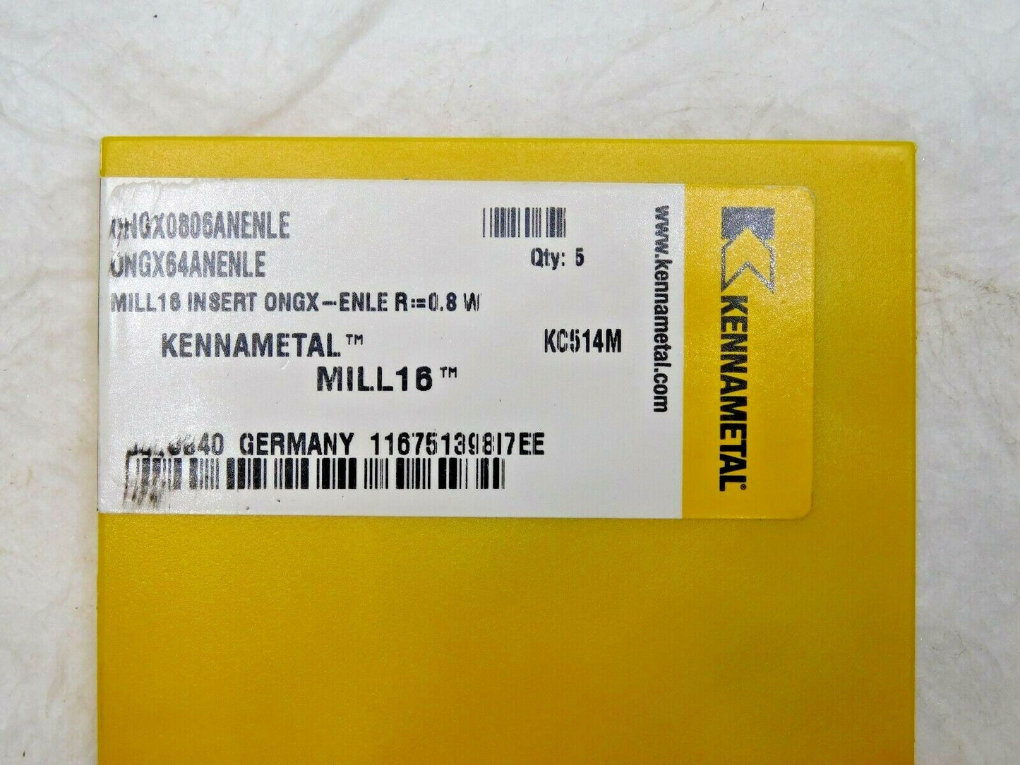 Kennametal Carbide Milling Inserts ONGX64ANENLE Grade KC514M Qty 3 6019340