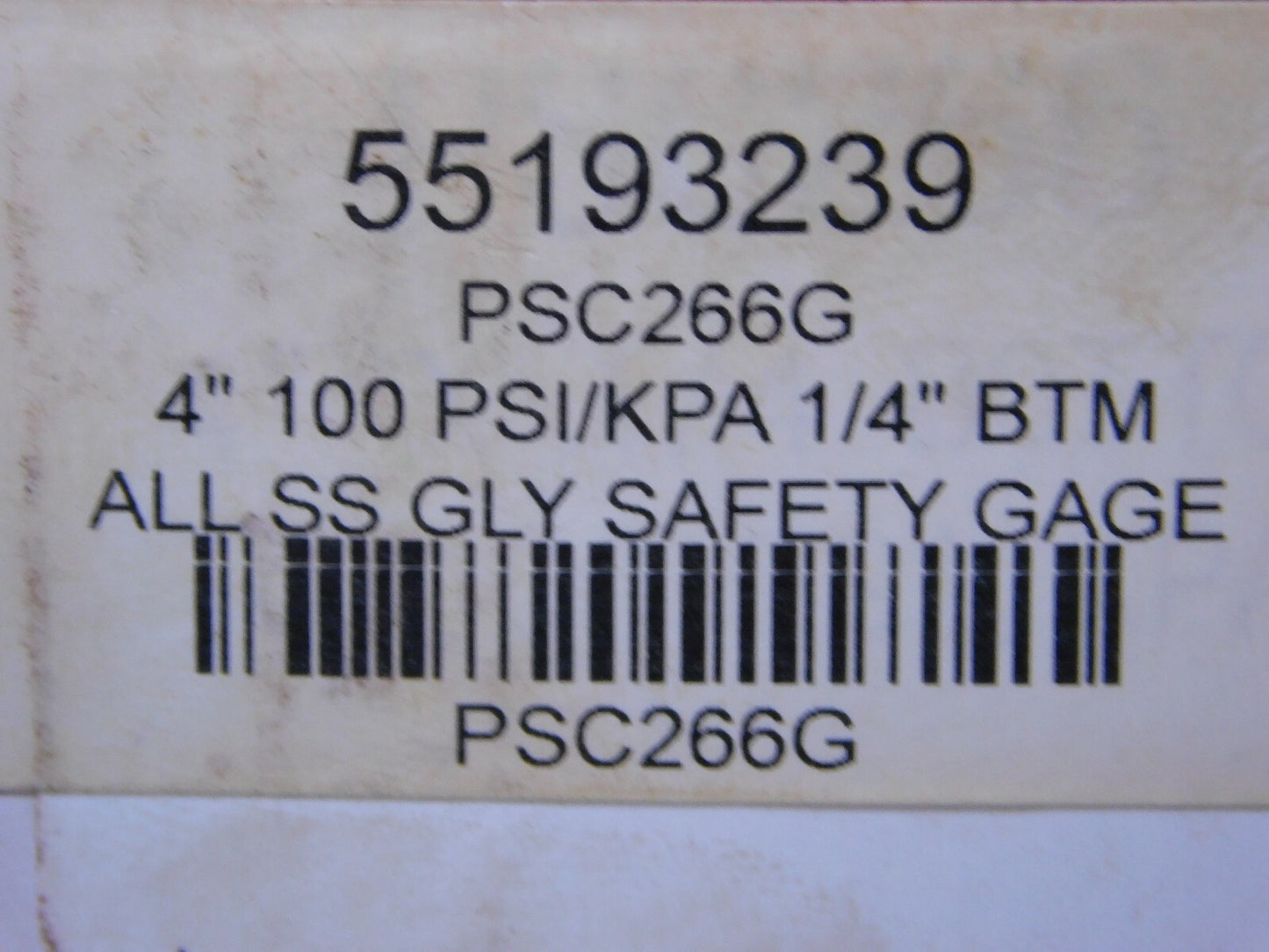 Winters Analog Pressure Gage 4 Dial 0-100 PSI/kPA Glycerin Fill SS Case PSC266G