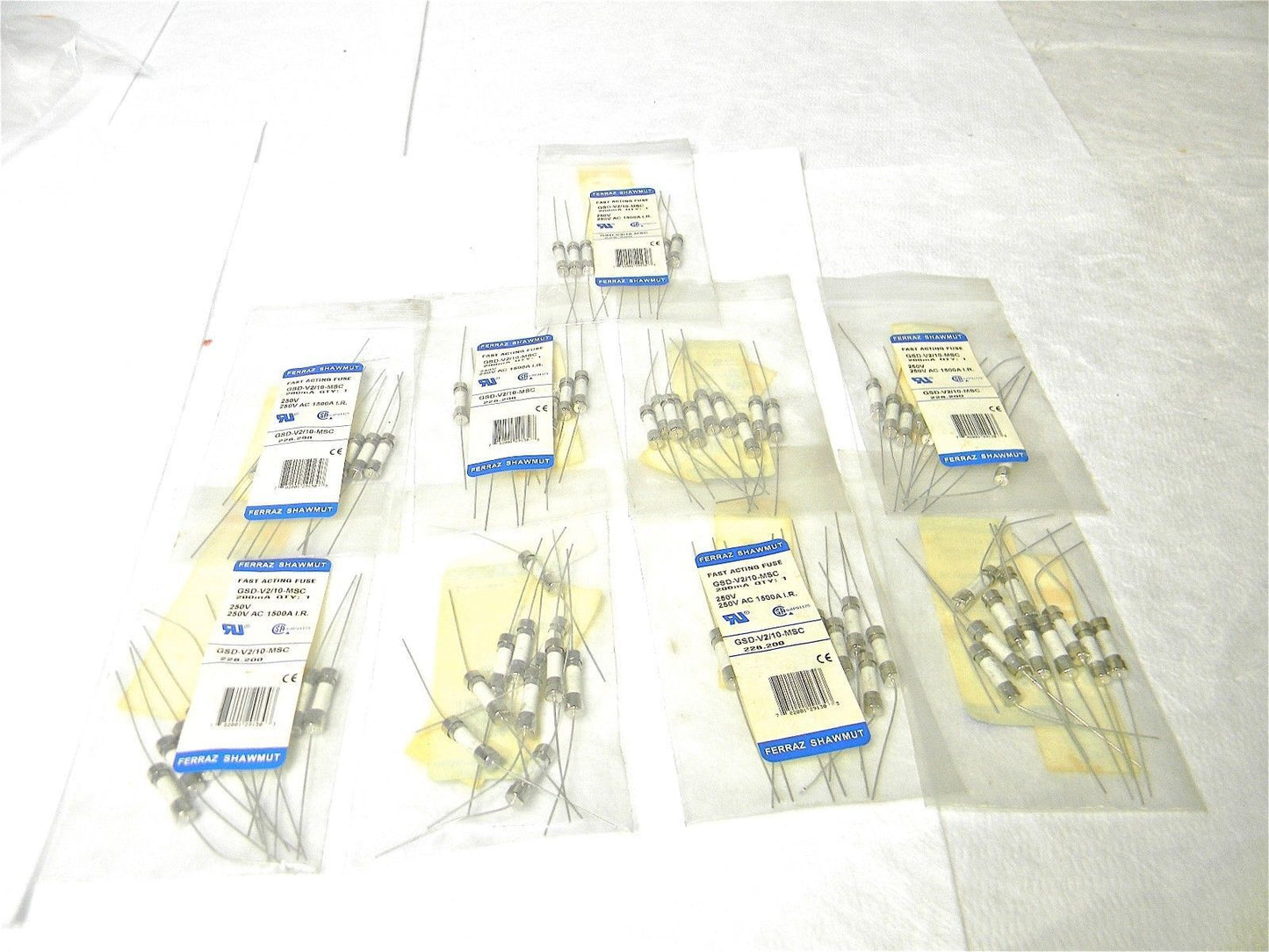 Ferraz Shawmut Fast Acting Glass Fuse 250V .16A Pigtail Leads Qty100 GDG-V16/100