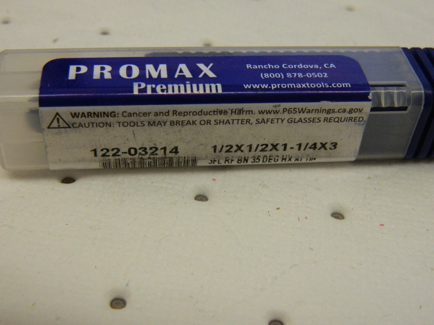 PROMAX Ball End Mill: 0.5" Dia, 1.25" LOC, 3 Flute, Solid Carbide 122-03214