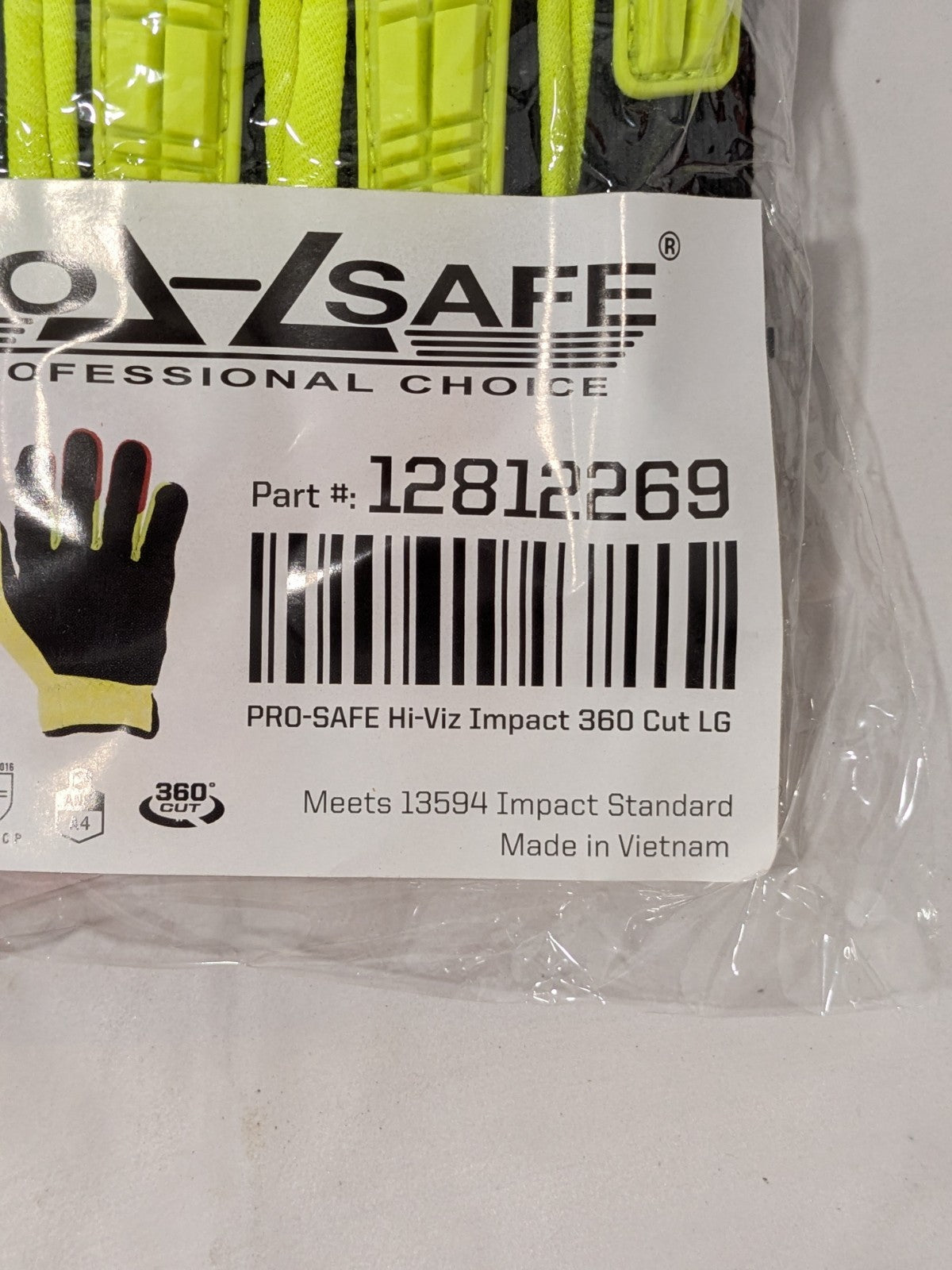 PRO-SAFE Gloves: Cut A4, Sz L Synthetic, Padded Grip Qty 2 Pairs 12812269