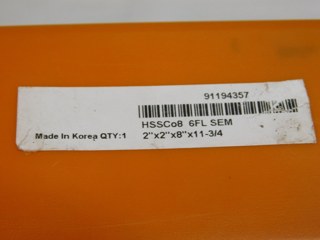 HERTEL Square End Mill RH 2''D x 8''LOC x 2''SD X 11-3/4"OAL 6 FL 91194357