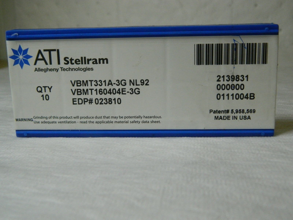 Stellram VBMT331A-3G NL92 VBMT160404E-3G Carbide Inserts Qty. 10 023810