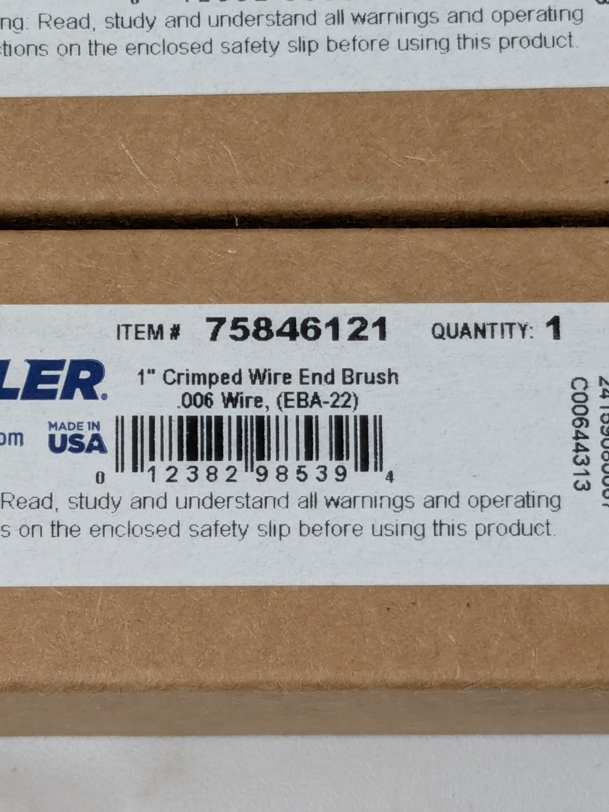 Weiler End Brushes: 1" Dia, Steel, Crimped Wire Qty 2 75846121