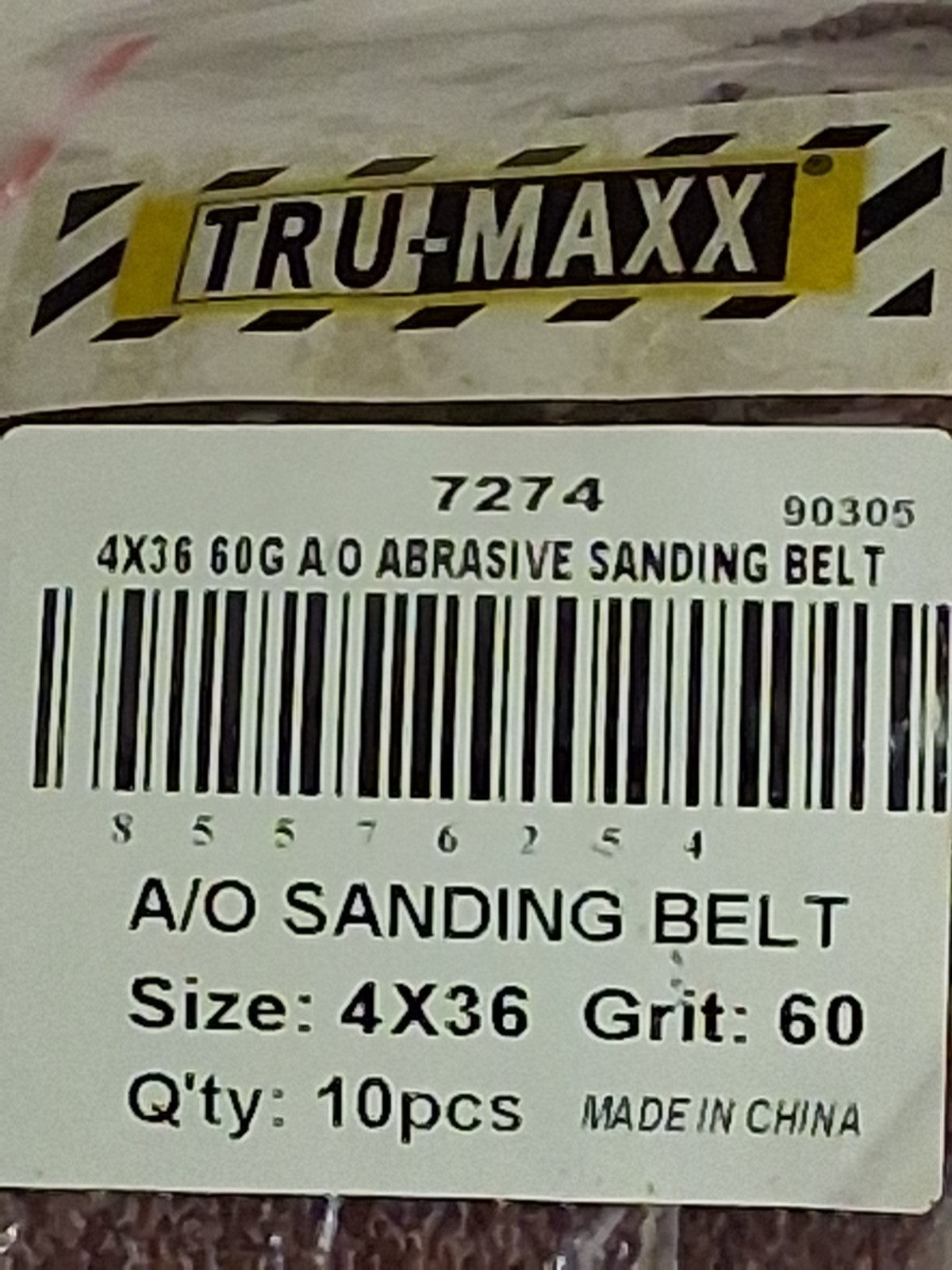 Tru-Maxx Abrasive Belts QTY10 4" Wide 36" OAL 60 Grit 7274