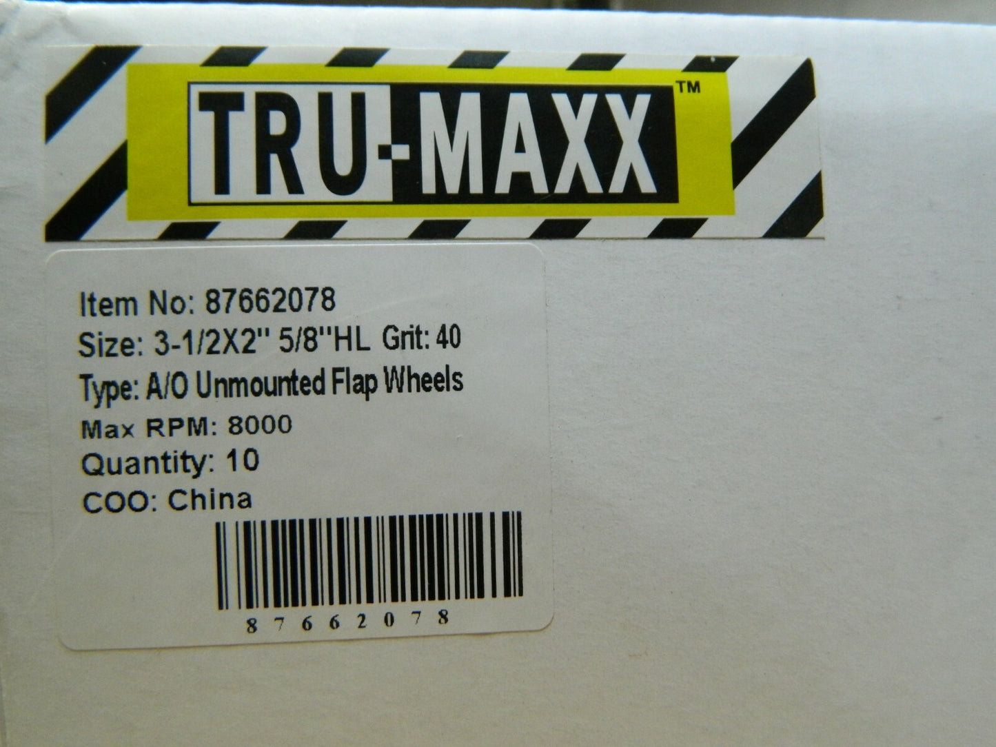 Tru-Maxx 3-1/2 x 2" 40 Grit Aluminum Oxide Unmounted Flap Wheel Qty 10 8766