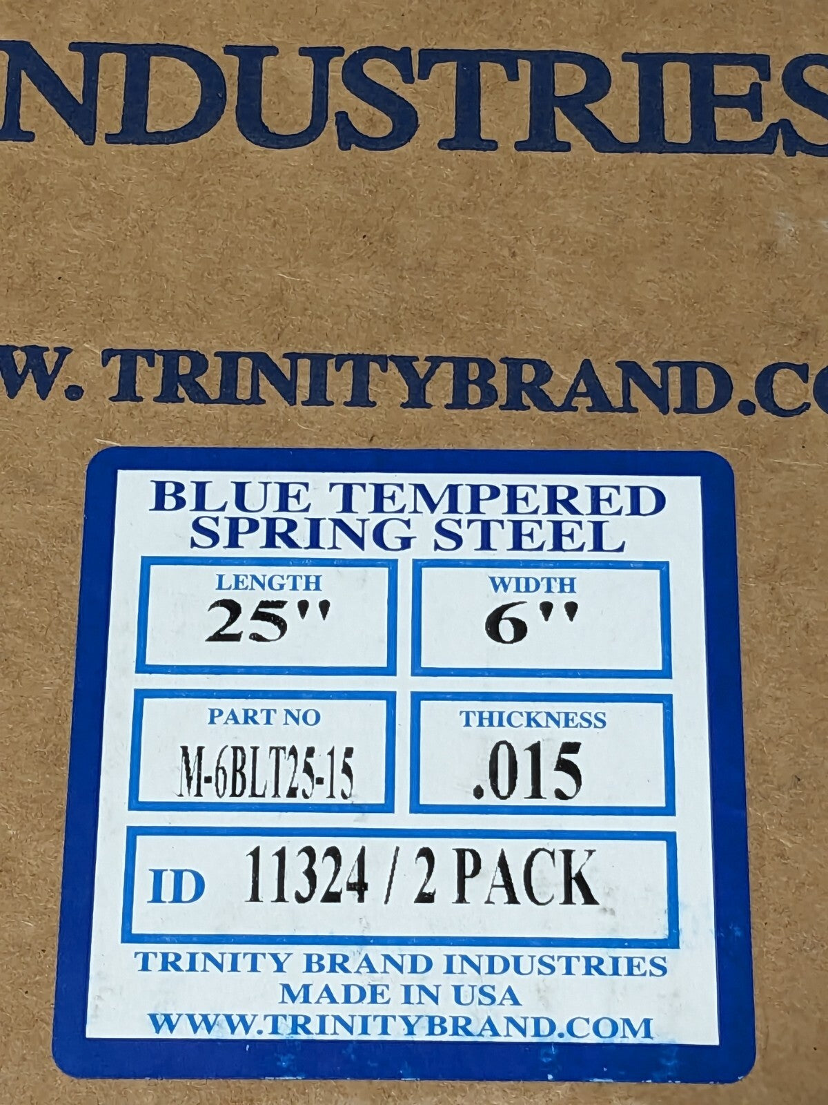TBI 6" Wide x 25" Long x 0.015" Thick, Spring Steel Sheet M-6BLT25-15