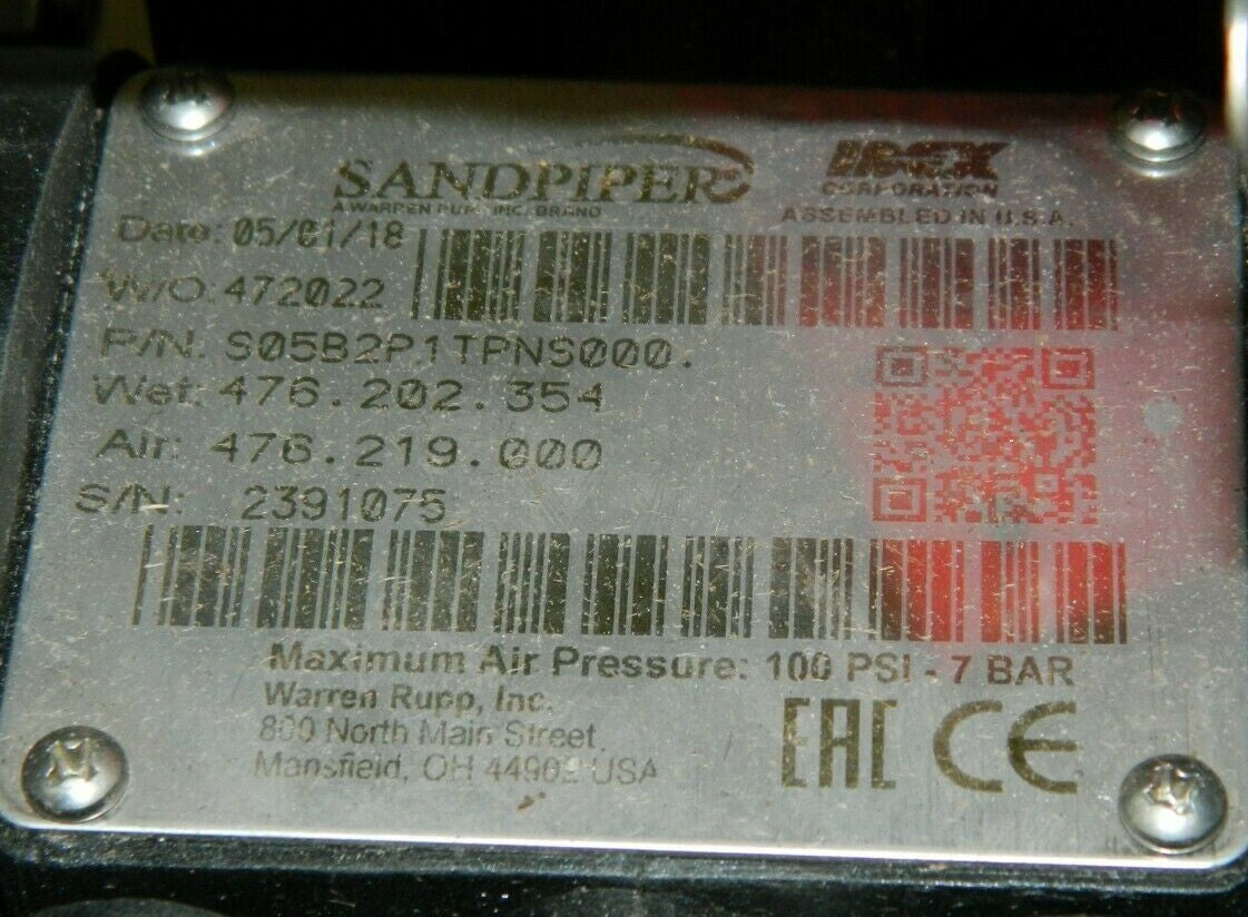SandPIPER Air Operated Diaphragm Pump 1/2" NPT Nonmetallic S05B2P1TPNS000
