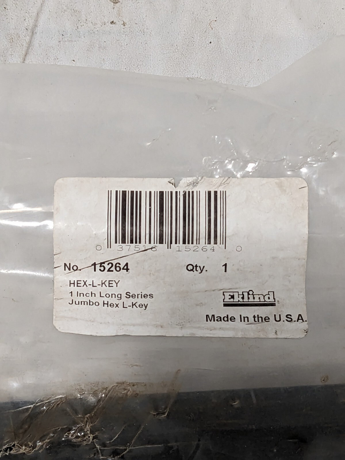 EKLIND Hex Key: 1", L-Handle, Long Arm 14-1/4" OAL 15264