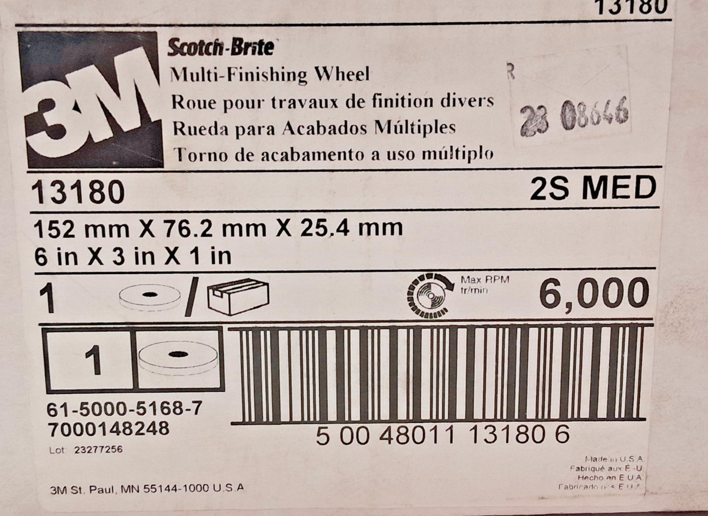 3M Silicon Carbide Deburring Wheel 6" Dia 3"FW 1"H 7000046242