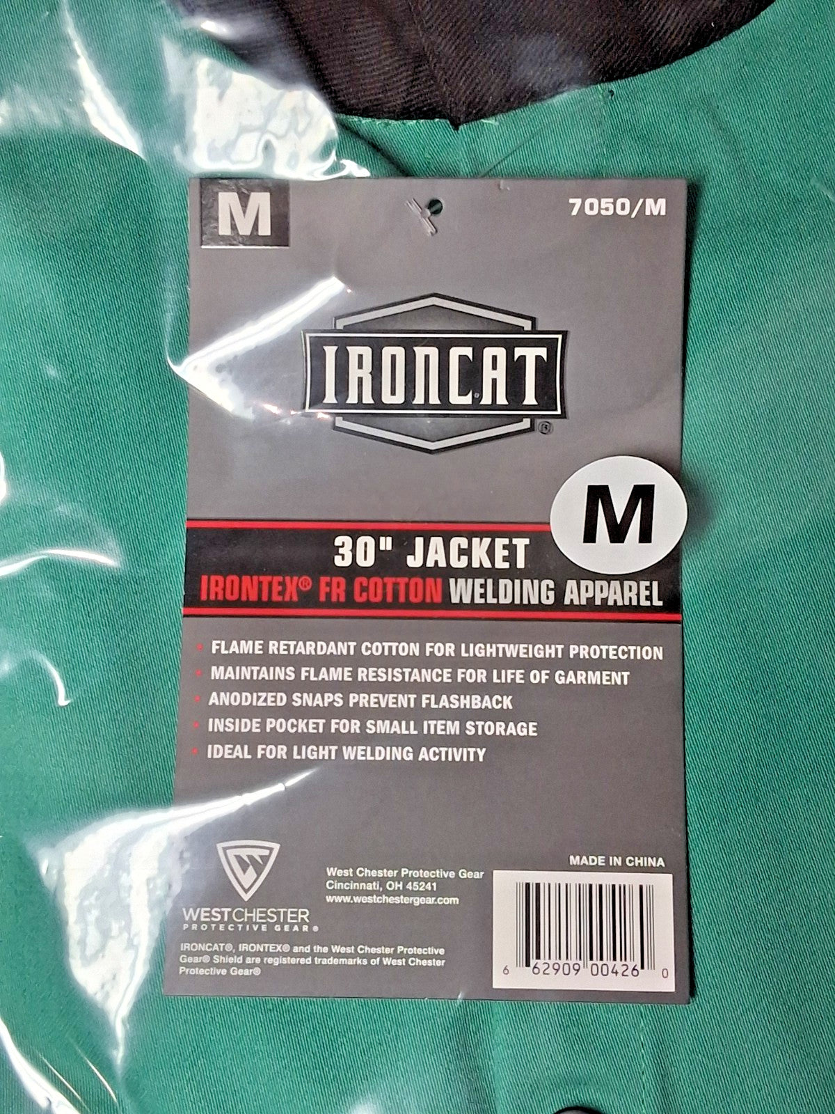 Ironcat Fire Resistant Cotton Welding Jacket 9oz Green 7050/M