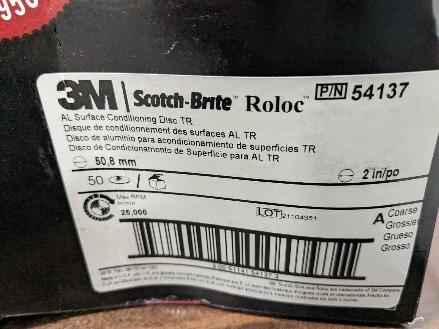 3M Quick-Change Disc approx 50pc Roloc TR 2" Dia Aluminum Oxide Non Woven 710007