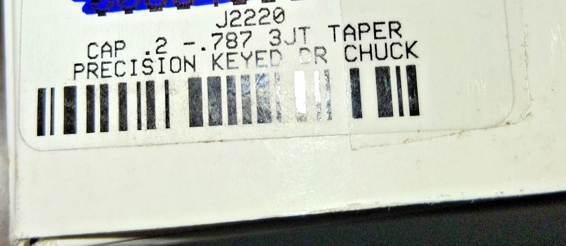 Duab Drill Chuck 3/16 to 3/4" Capacity Tapered Mount JT3 Keyed J2220