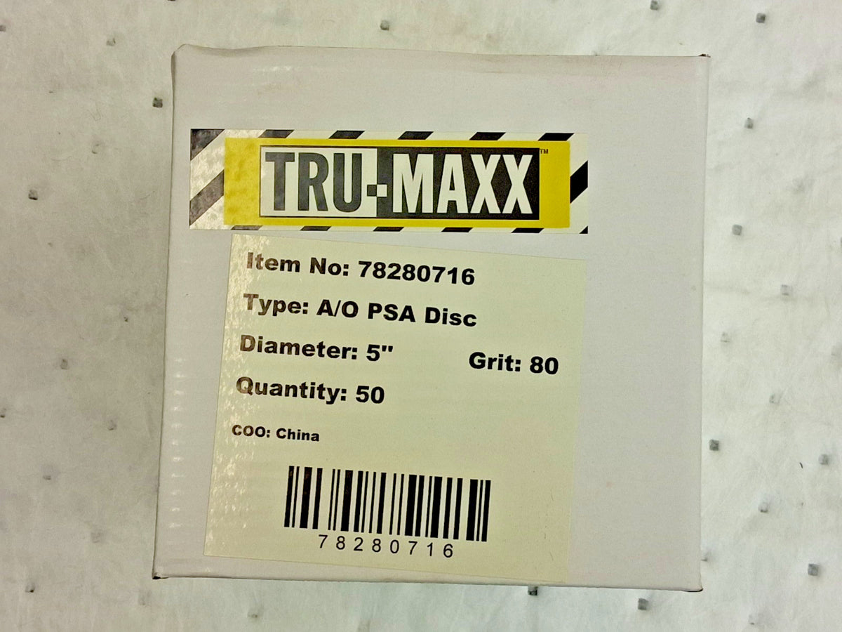 Tru-Maxx Aluminum Oxide 5" PSA Discs 50pk 80Grit 7000500-80