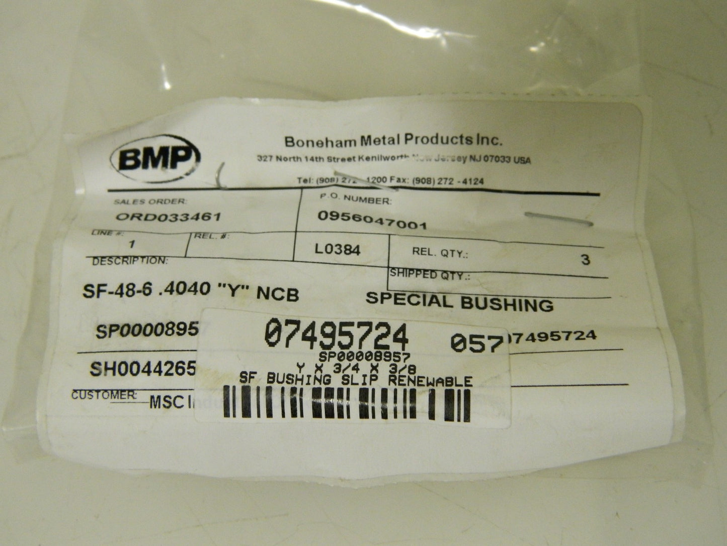 Boneham Type SF Letter Y Inside Diam Slip Fixed Drill Bushing QTY 3 SP00008957