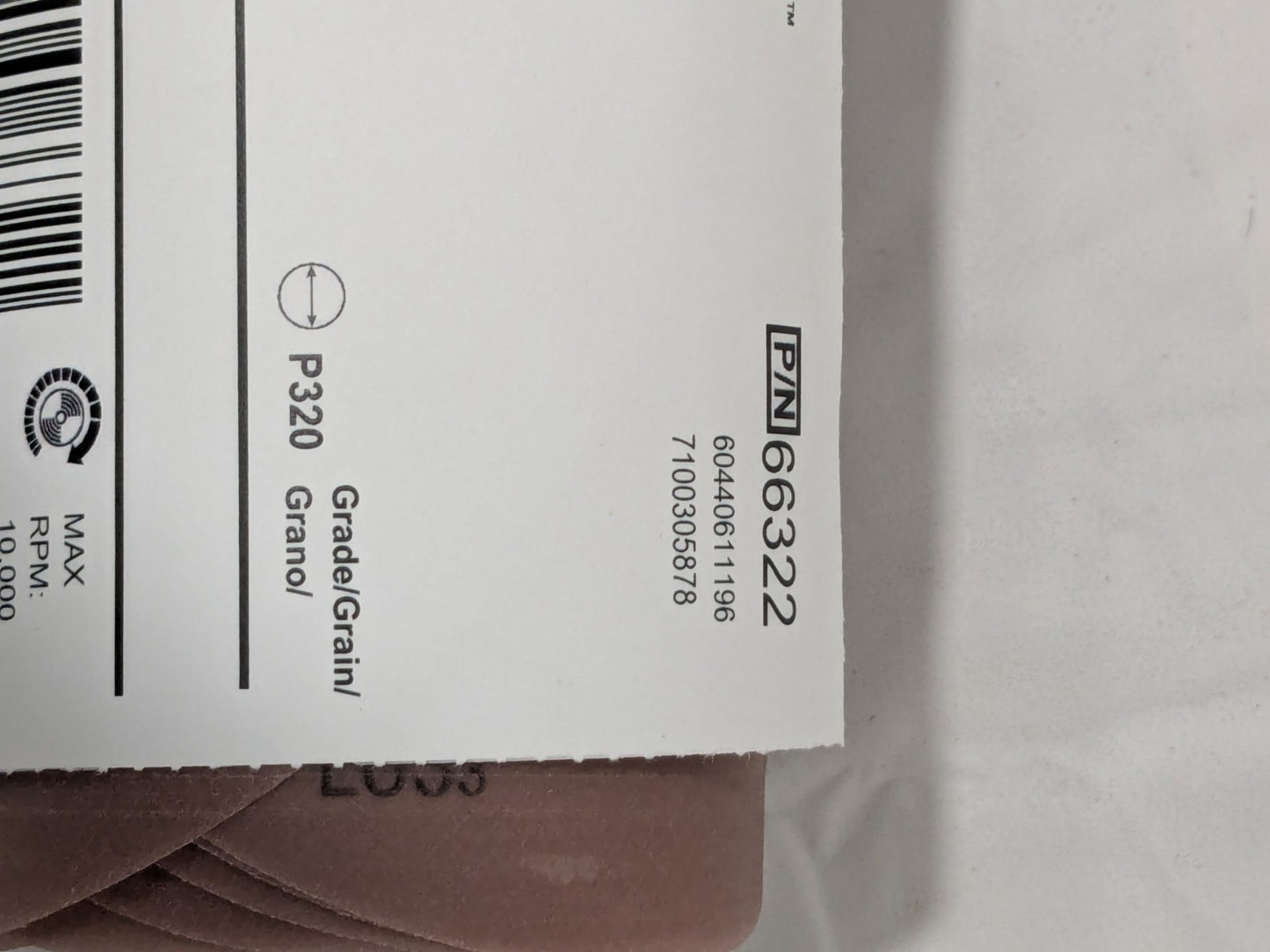 3M Stikit 6" Dia PSA Disc Roll: 320 Grit, Aluminum Oxide Qty 100 7100305878