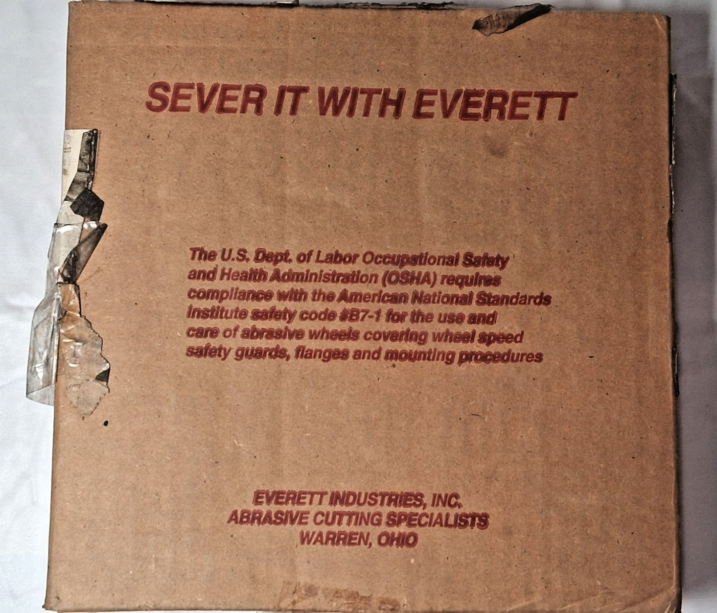 Everett Aluminum Oxide Cutoff Wheel Type 1 (01/41) 10" Dia 3/32" 93FG