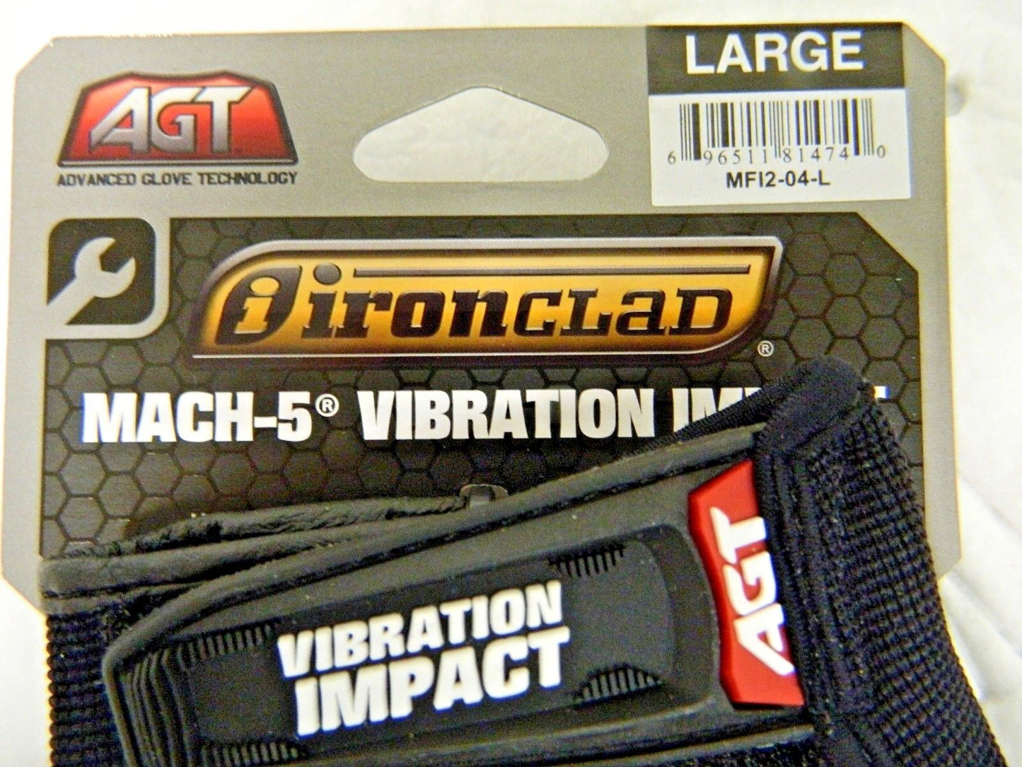 AGT Ironclad MACH-5 Vibration Impact Fingerless Gloves Large Qty 2 MFI2-04-L