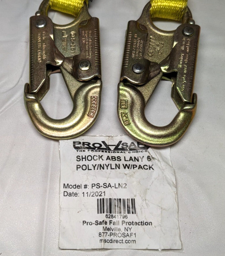 PRO-SAFE 6' Long Shock Absorbing Lanyard Locking Snap Hook PS-SA-LN2
