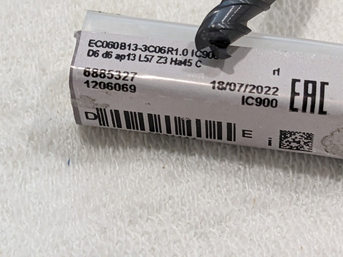 ISCAR Corner Radius End Mill: 6 mm Dia 5621111