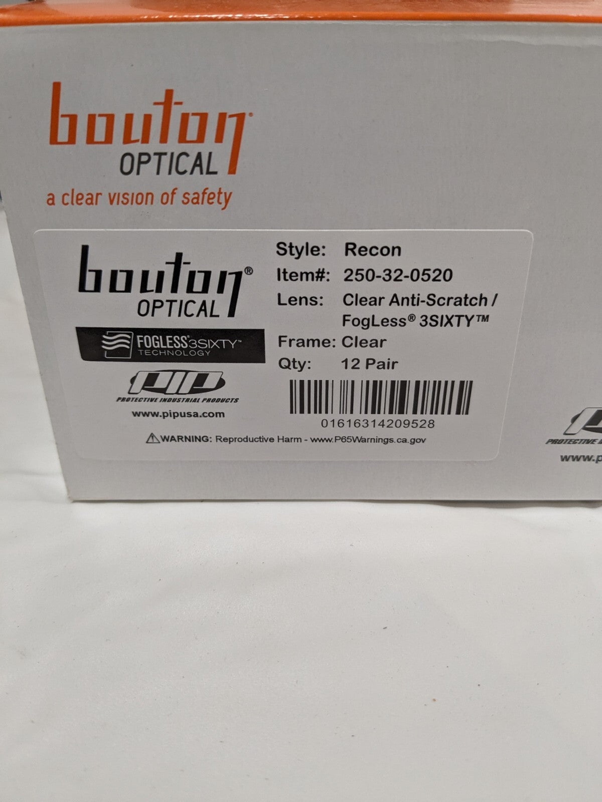 BOUTON Safety Glasses: Anti-Fog & Scratch-Resistant Qty 12 250-32-0520