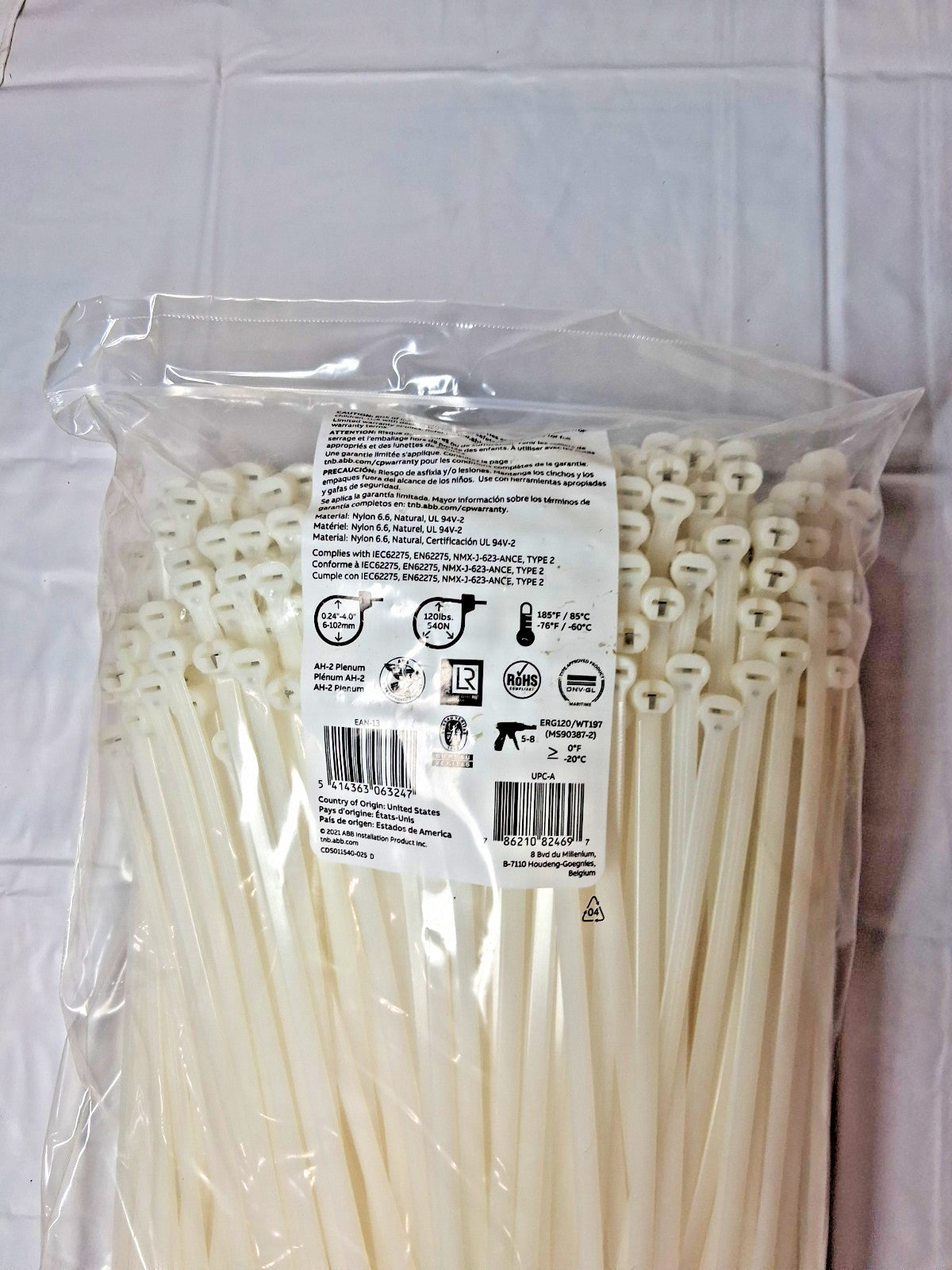 Thomas & Betts Natural Nylon Cable Tie Ty-Rap 13.4in 120lb 500PK TY27M