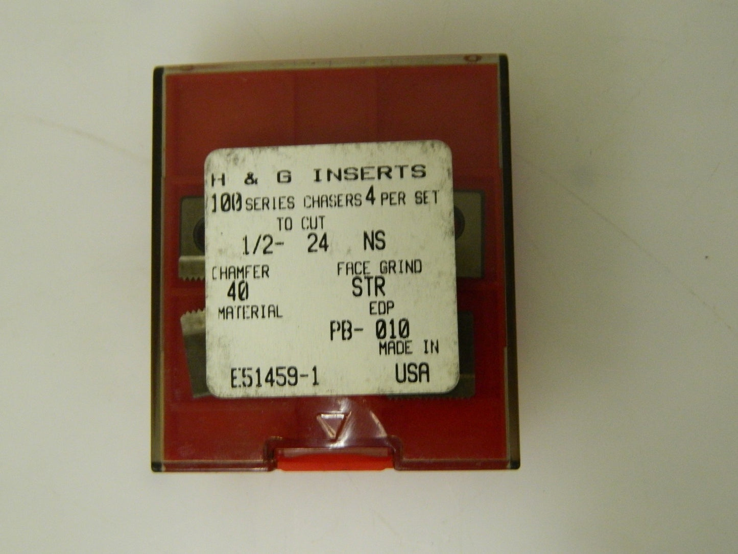 H&G Insert Chasers 1/2"-24 NS Chamfer 40 STR 100 Series QTY 4 PB-010