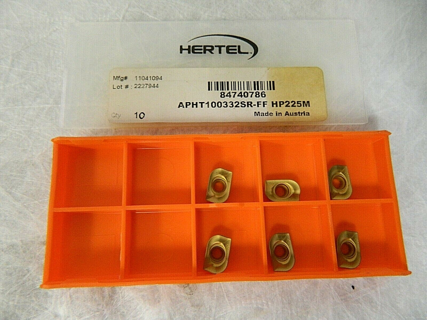 Hertel APHT100332 FF Grade HP225M Carbide Milling Insert QTY 6 84740786