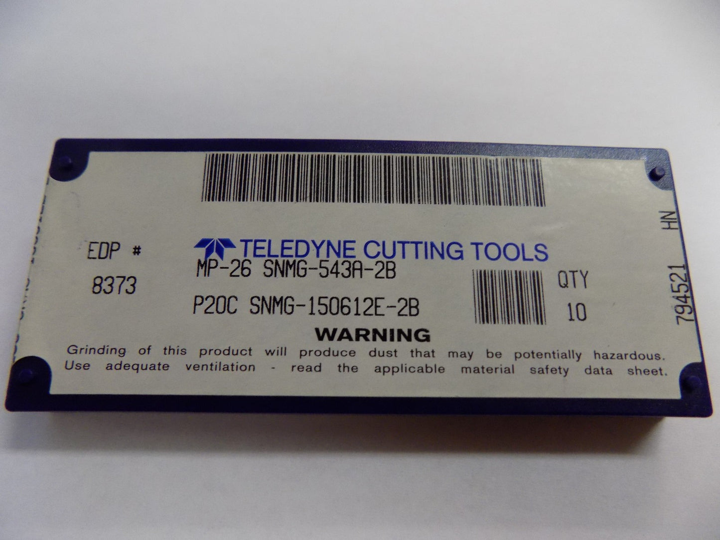 Teledyne Cutting Tools Snmg-150612e-b P20c Carbide Inserts QTY 10 08373