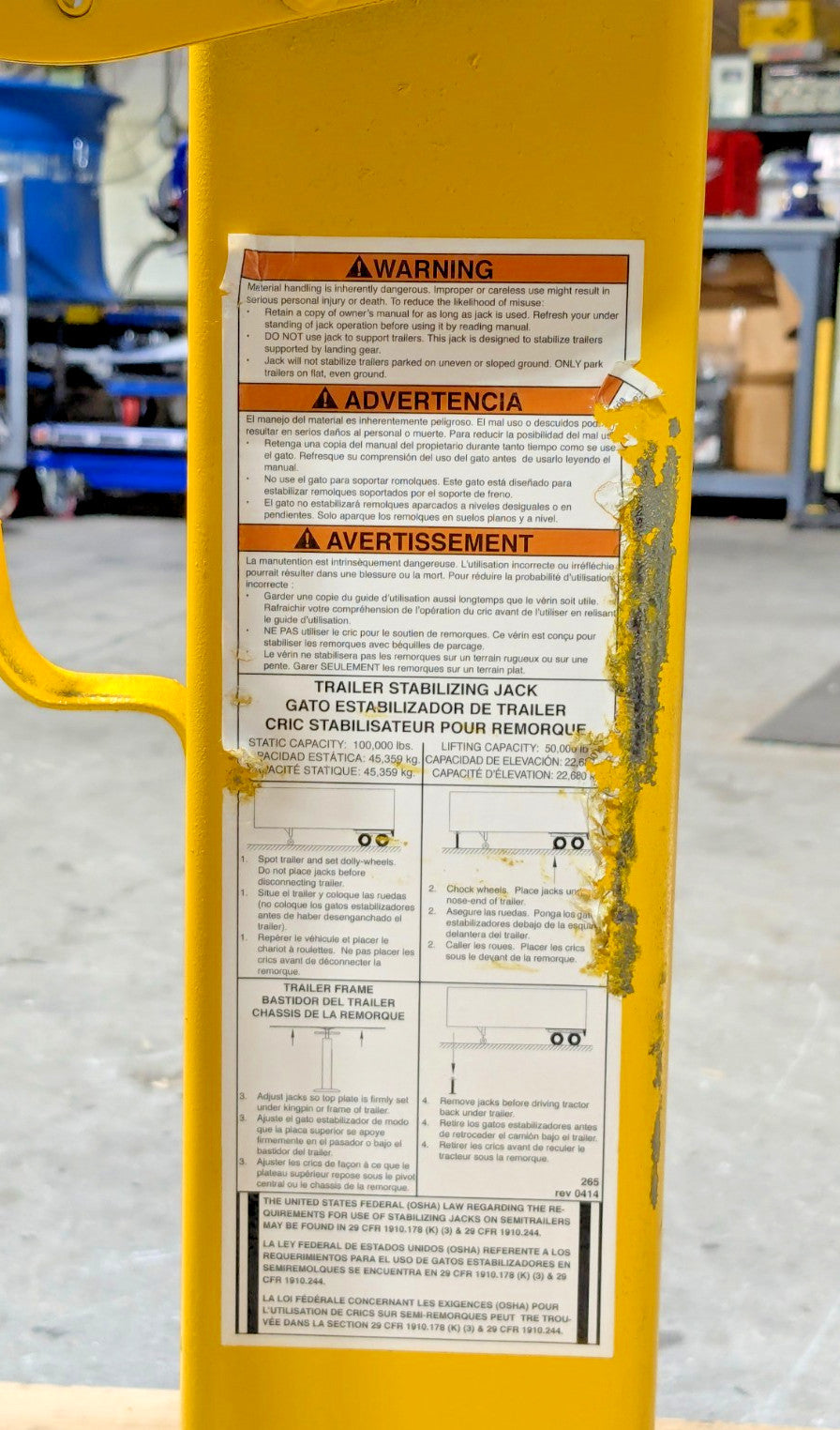 VESTIL 50 Ton Static Capacity Trailer Stabilizing / Lifting Jack Scratch &