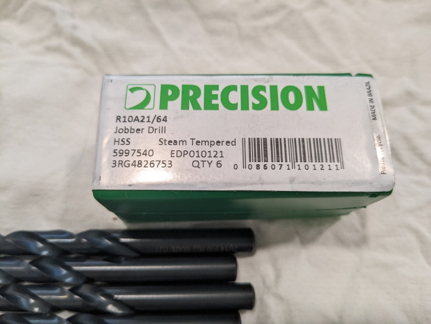 PRECISION TWIST DRILL Jobber Drill 6pk: 21/64" Dia, 118 deg Point, HSS 5997