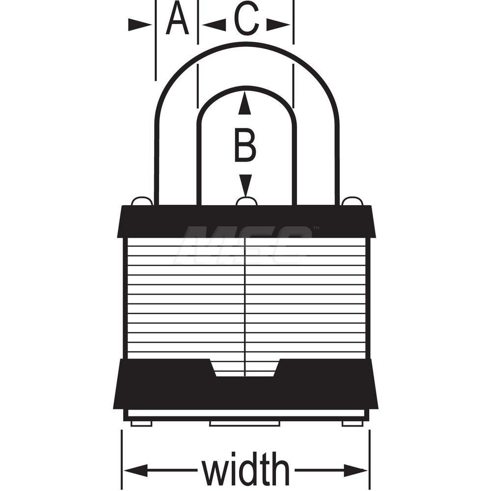 Lock Padlock: 1LJ Laminated Steel, Keyed Different, 1-3/4" Wide box of 6