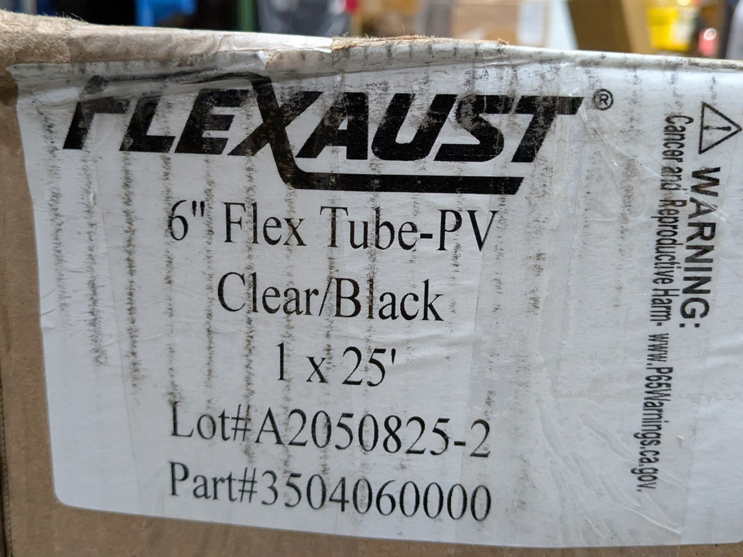 Flexaust Vacuum Duct Hose 25 Ft. x 6 In. Flex Tube-PV Clear / Black 3504060000