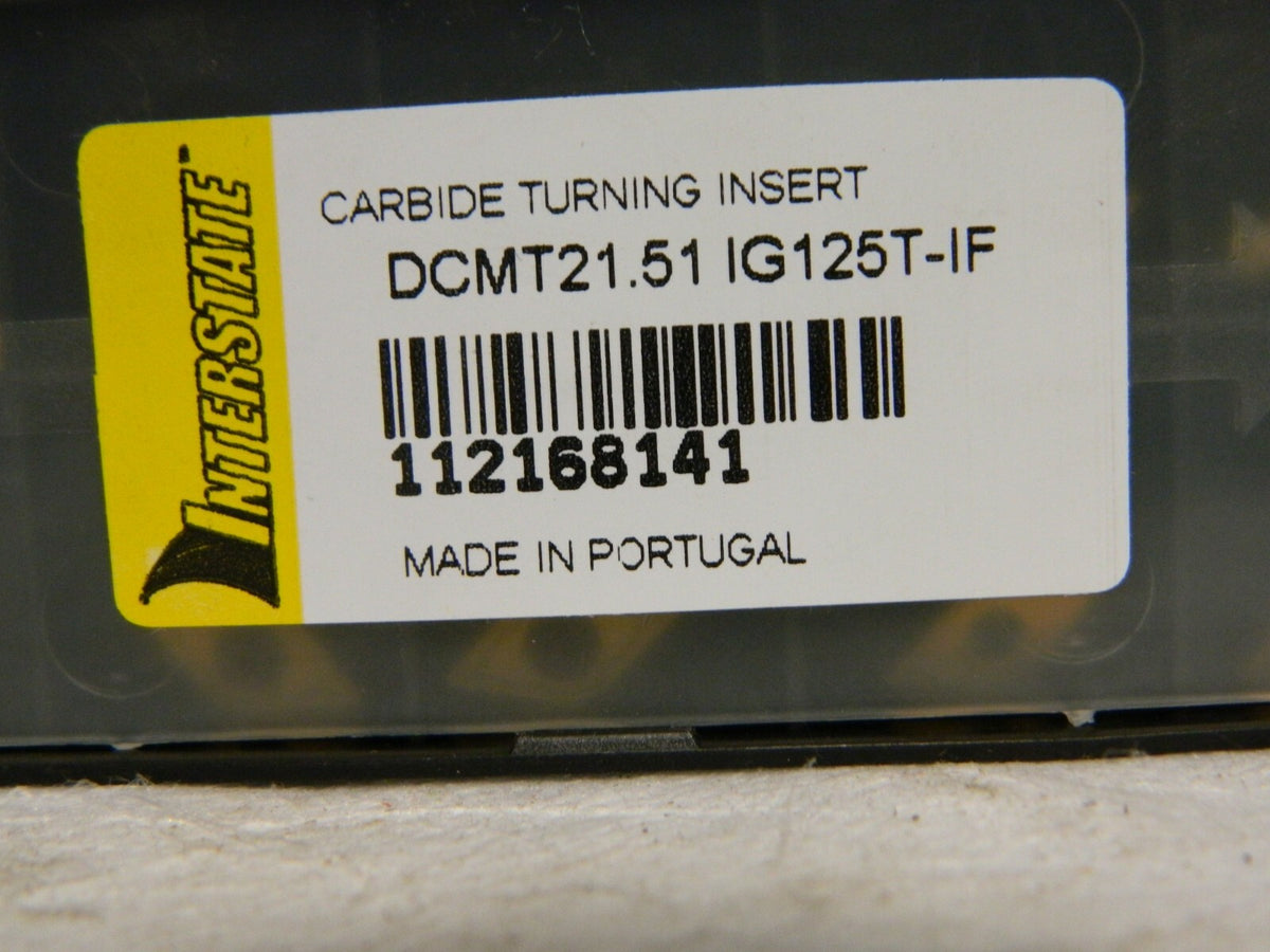 Interstate Carbide Turning Insert DCMT21.51 IF Grade IG125T Qty 10 112168141