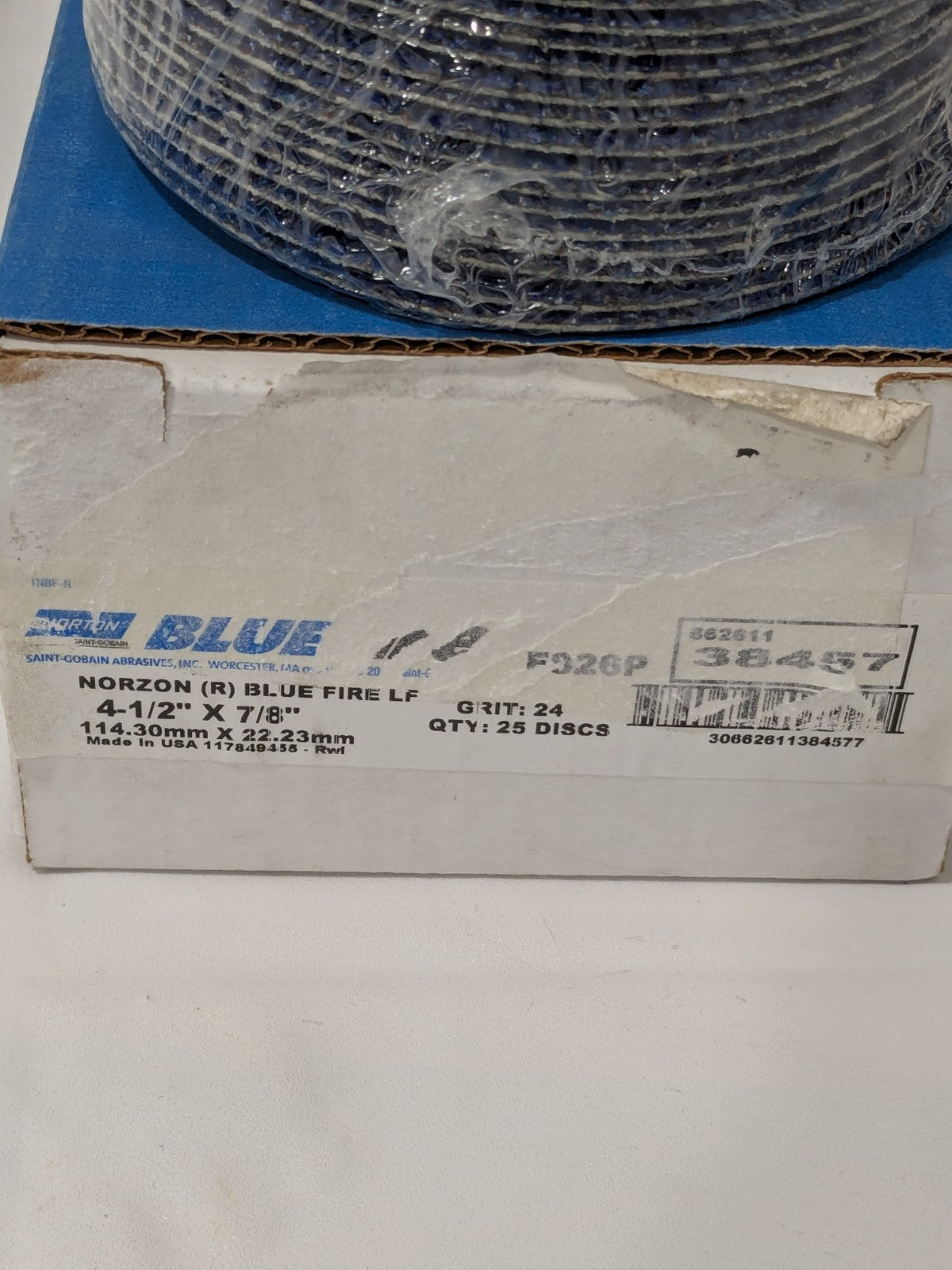 (25) Norton Fiber Disc: 4-1/2" Disc Dia, 7/8" Hole, Arbor Hole, 24G 66261138457