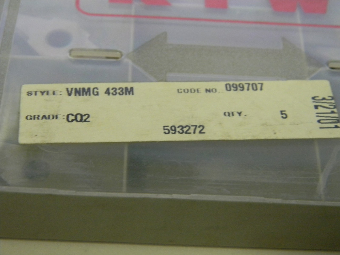 RTW Carbide Inserts VNMG433M Grade CQ2 Qty 5 593272