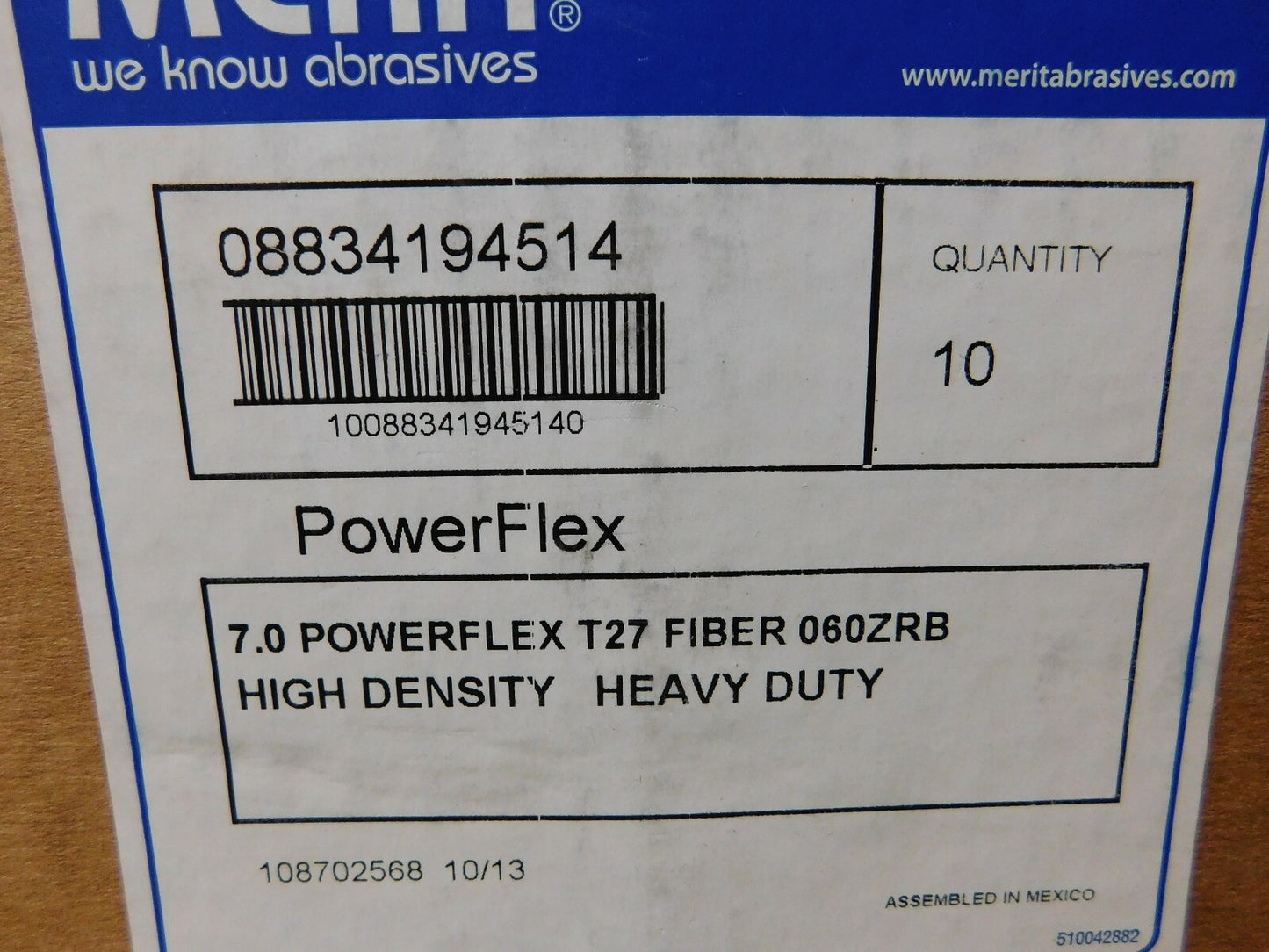 Merit 7" x 7/8 AH 8,600 RPM Flat High Density PowerFlex Discs QTY 10 08834194514