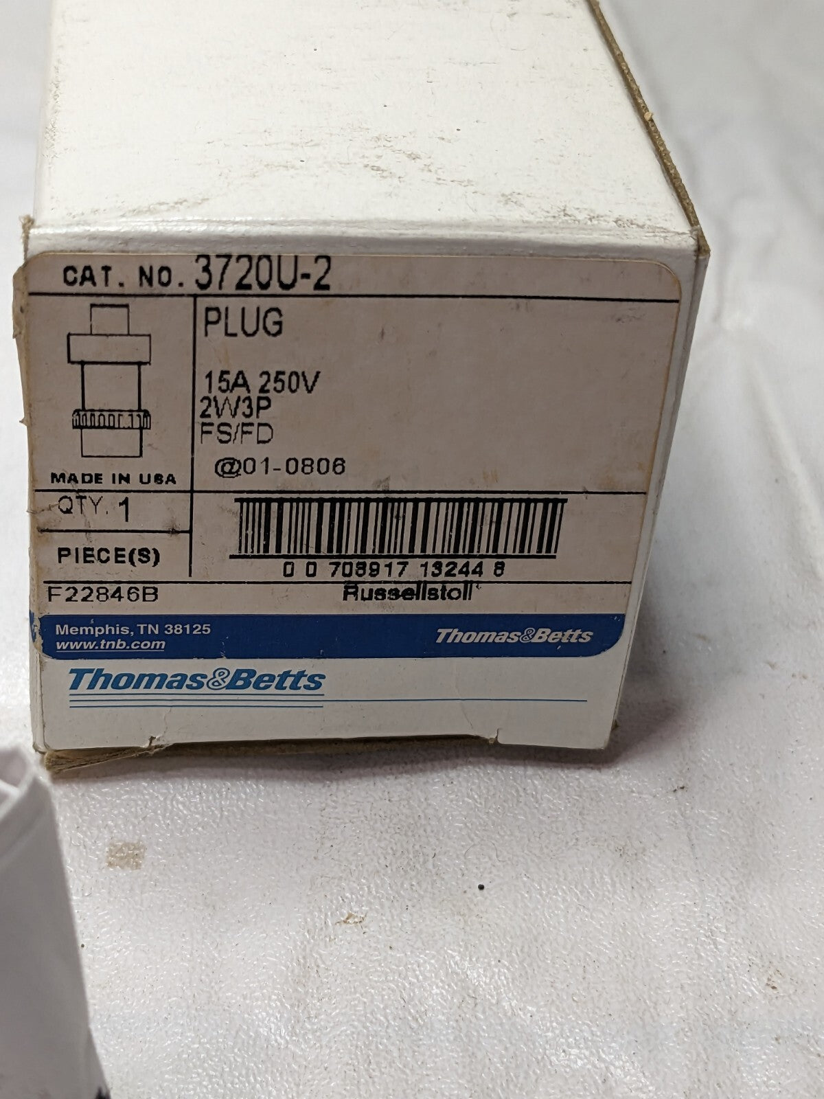 Thomas & Betts Male Connector 15A 250V 2W3P FS/FD 3720U-2
