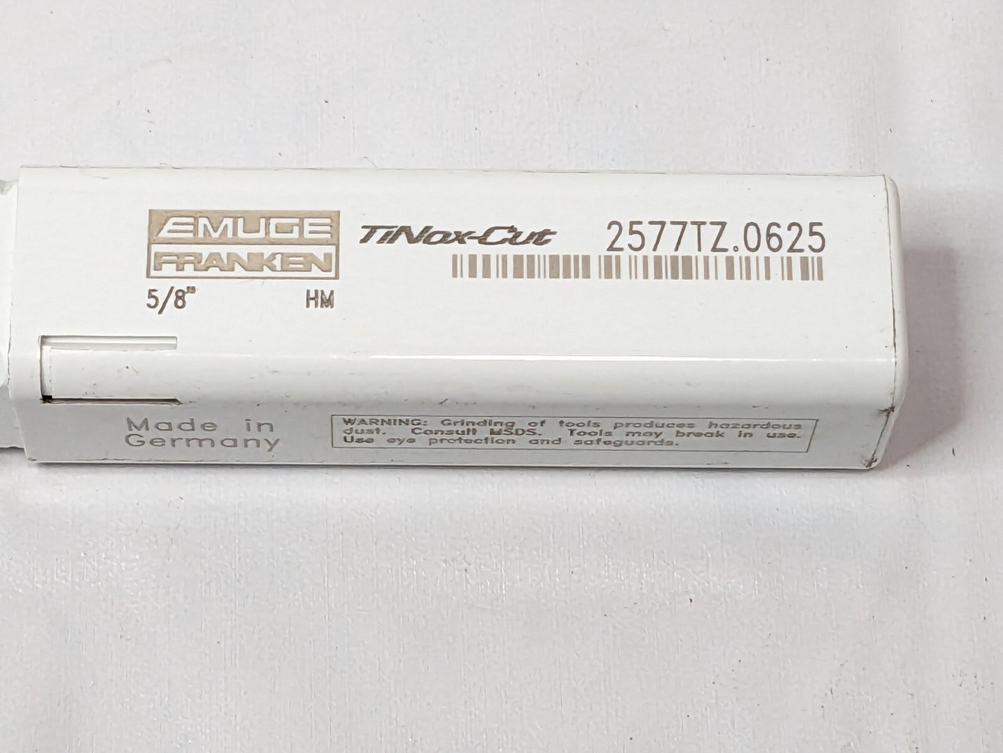 Emuge TiNox-CUT Square End Mill Axial Through Coolant 2xD 5/8"D 5FL 2577TZ.0625