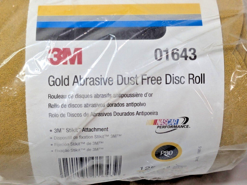 1 ROLL OF 3M Stikit Gold Abrasive Dust Free Disc Roll 6"Dia P80 01643 7100152674
