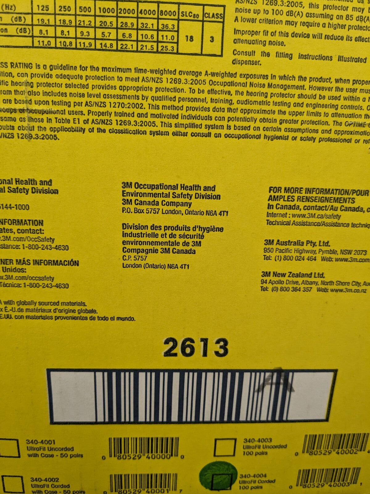 3M Earplugs 100pr 25 dB, Plastic, Flanged, Push-In Stem, Corded 7000002320