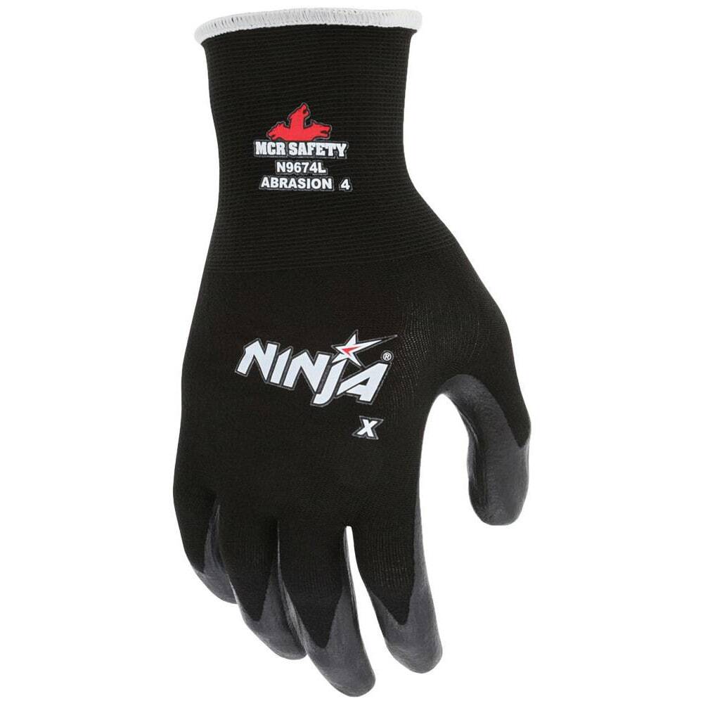 MCR Safety 4 pk of Work Gloves: NinjaMax , Size L Nitrile-Coated Nylon N9674