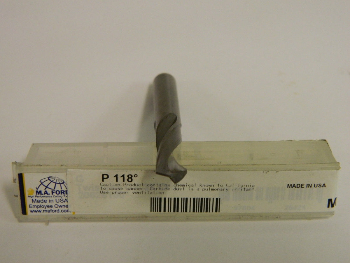 M.A. Ford 0.3230" x 1-1/4" 118 º Carbide Spiral Screw Machine Drill 20